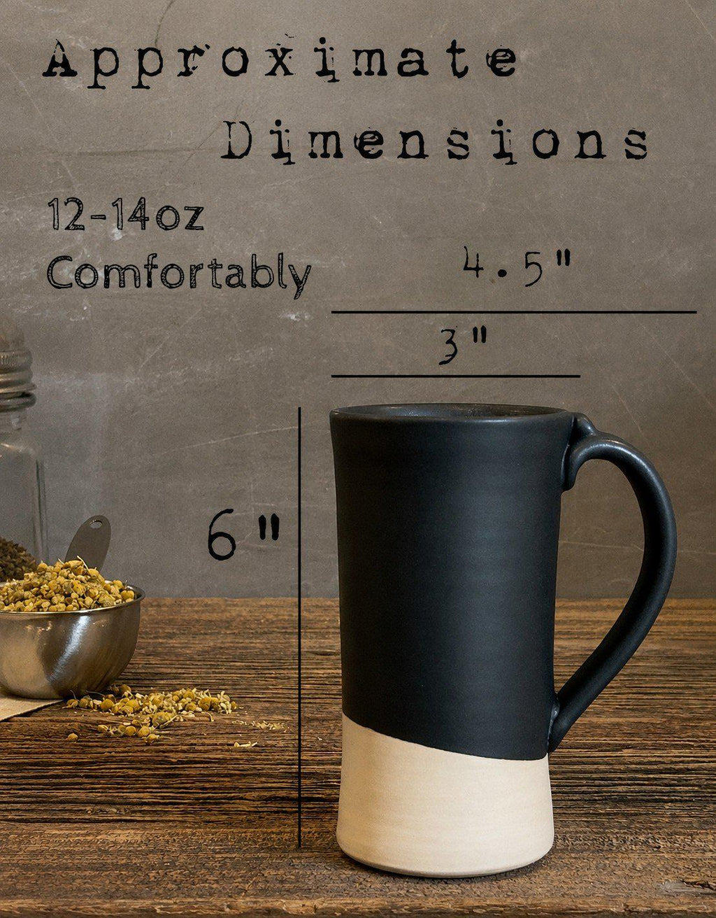 Handmade Ceramic Tall Mug with Multi-Use Lid SET | Blackstone | Pottery Coffee Cup | Wheel Thrown