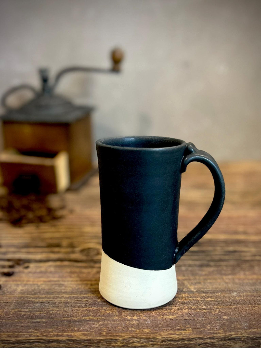 Handmade Ceramic Tall Mug with Multi-Use Lid SET | Blackstone | Pottery Coffee Cup | Wheel Thrown