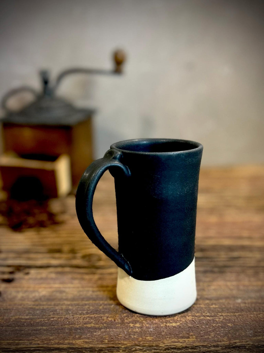 Handmade Ceramic Tall Mug with Multi-Use Lid SET | Blackstone | Pottery Coffee Cup | Wheel Thrown