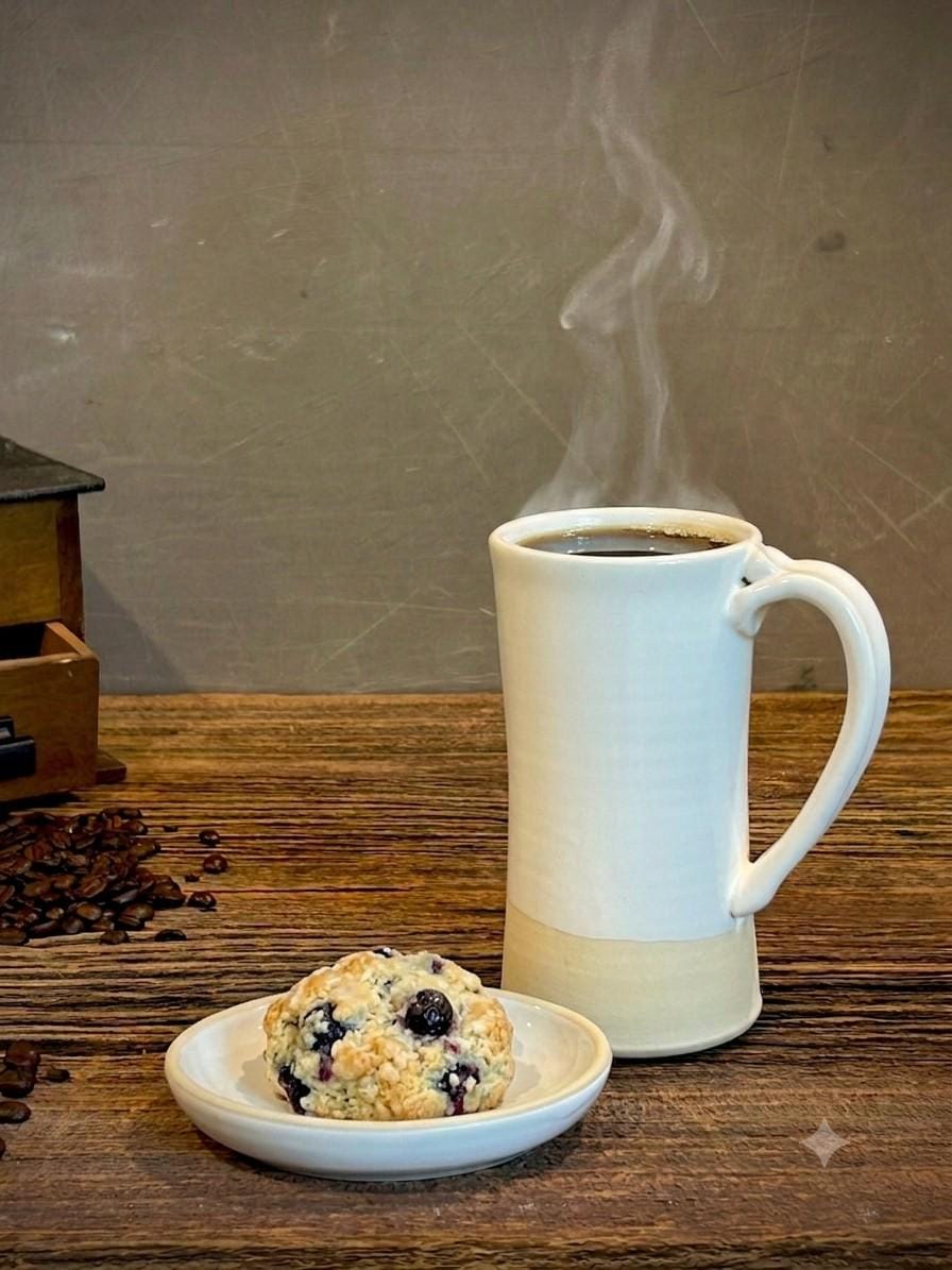 Handmade Ceramic Tall Mug with Multi-Use Lid Set | White Dove | Pottery Coffee Cup | Wheel Thrown