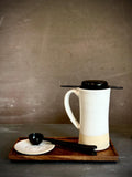 Handmade Ceramic Tall Mug with Multi-Use Lid Set | White Dove | Pottery Coffee Cup | Wheel Thrown