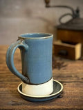 Handmade Ceramic Tall Mug with Multi-Use Lid Set | Riverdrift | Pottery Coffee Cup | Wheel Thrown