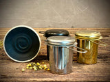 Loose Leaf Tea Infuser & Handmade Ceramic Drip Plate SET | Stainless Steel Steeper | Blackstone Stoneware Rest | Tea Brewing Accessories