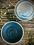 Loose Leaf Tea Infuser & Handmade Ceramic Drip Plate SET | Stainless Steel Steeper | Blackstone Stoneware Rest | Tea Brewing Accessories