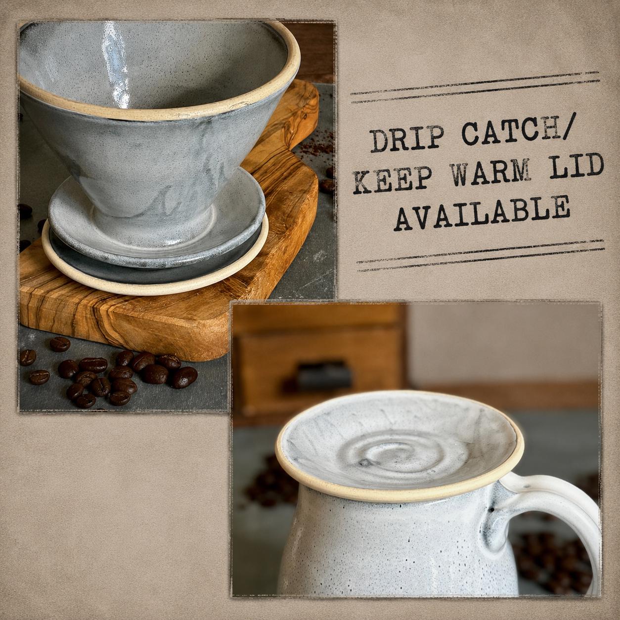 Handmade Stoneware Pour Over & Coffee Mug SET | Linen Gray Bell Ceramic Mug Coffee Dripper SET | Wheel Thrown Pottery