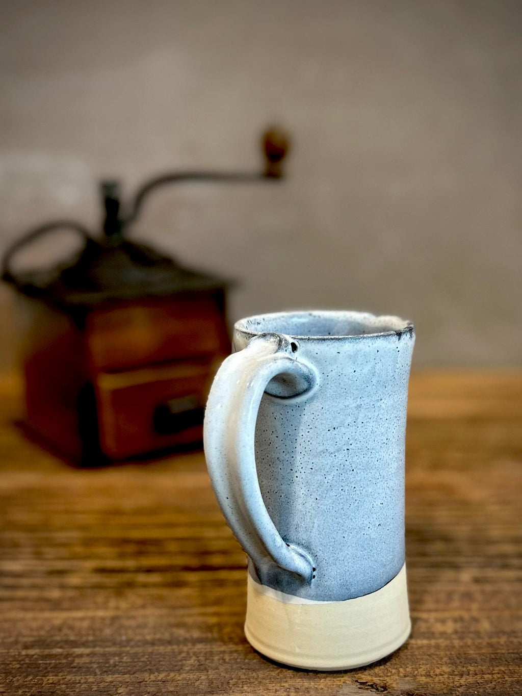 Handmade Stoneware Pour Over & Coffee Mug SET | Linen Gray Tall Ceramic Mug Coffee Dripper SET | Wheel Thrown Pottery