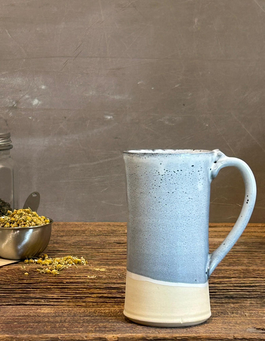 Handmade Stoneware Pour Over & Coffee Mug SET | Linen Gray Tall Ceramic Mug Coffee Dripper SET | Wheel Thrown Pottery