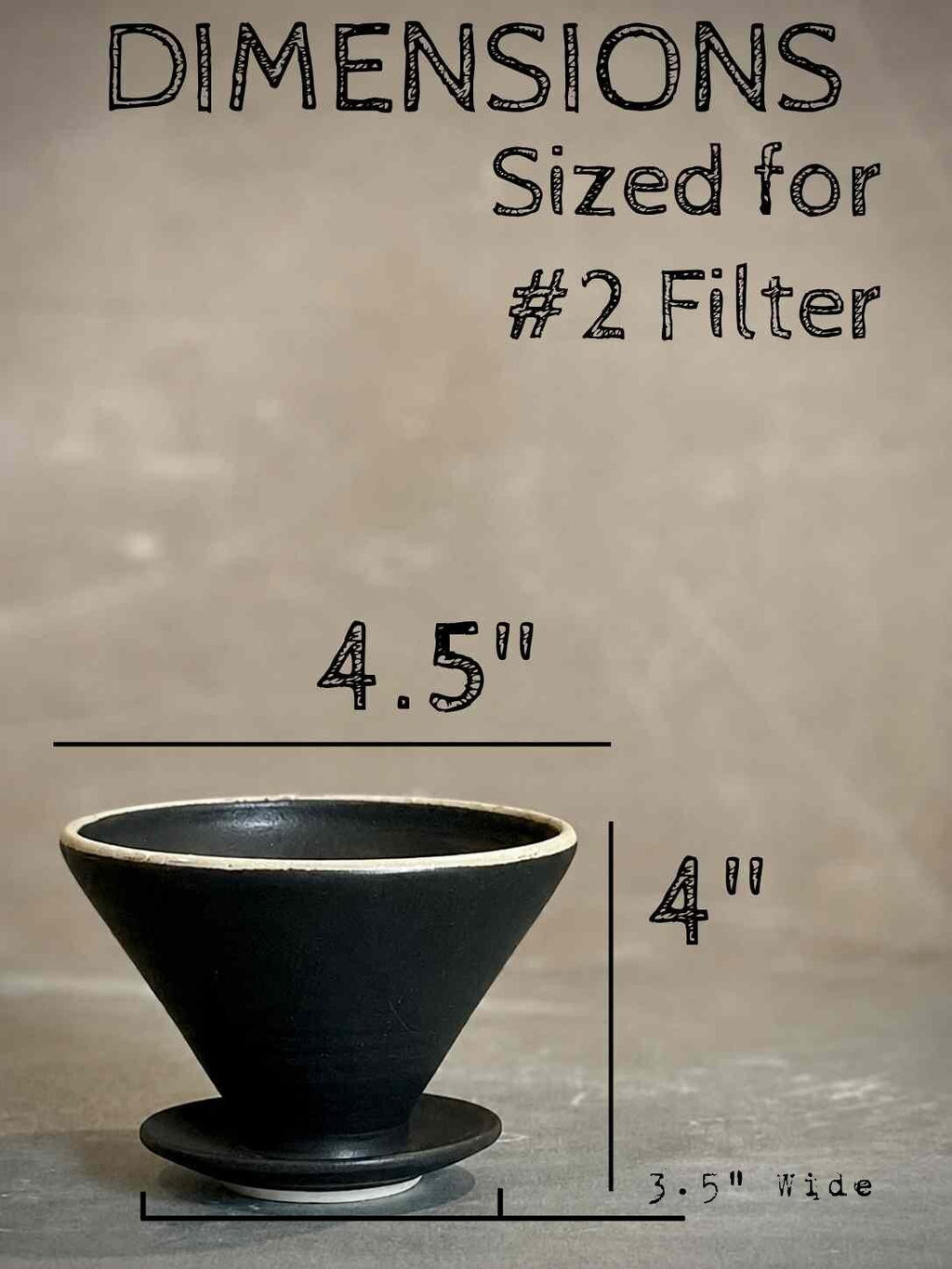 Handmade Ceramic Pour Over Coffee Dripper | Stoneware Coffee Brewer | Reusable Manual Coffee Maker | Blackstone