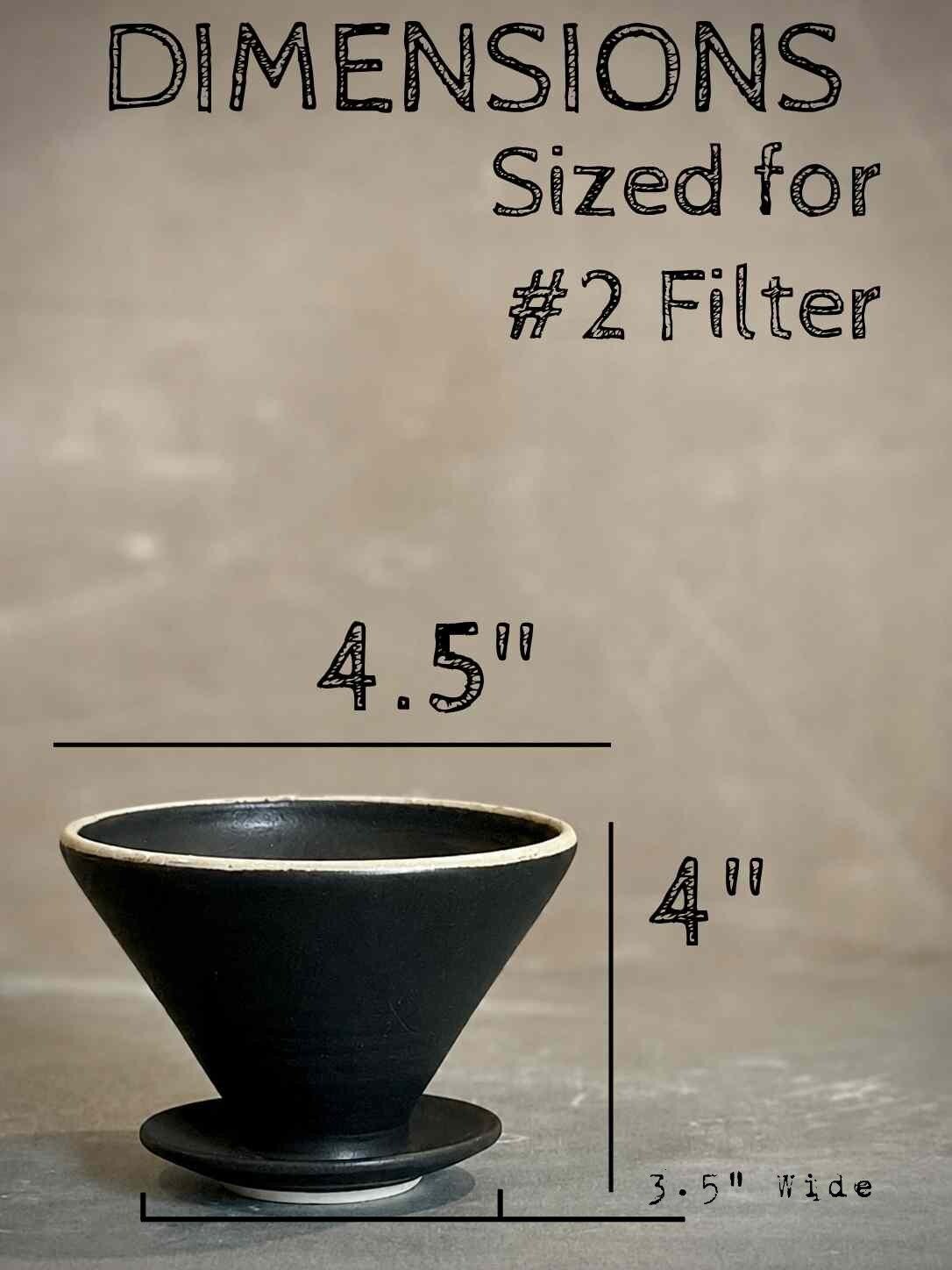 Handmade Ceramic Pour Over Coffee Dripper | Stoneware Coffee Brewer | Reusable Manual Coffee Maker | Blackstone