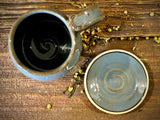 Handmade Ceramic Bell Mug with Multi-Use Lid Set | Riverdrift | Pottery Coffee Cup | Wheel Thrown