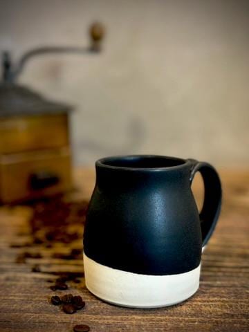 Handmade Ceramic Bell Mug with Multi-Use Lid Set | Blackstone | Pottery Coffee Cup | Wheel Thrown