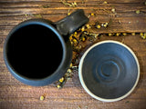 Handmade Ceramic Bell Mug with Multi-Use Lid Set | Blackstone | Pottery Coffee Cup | Wheel Thrown