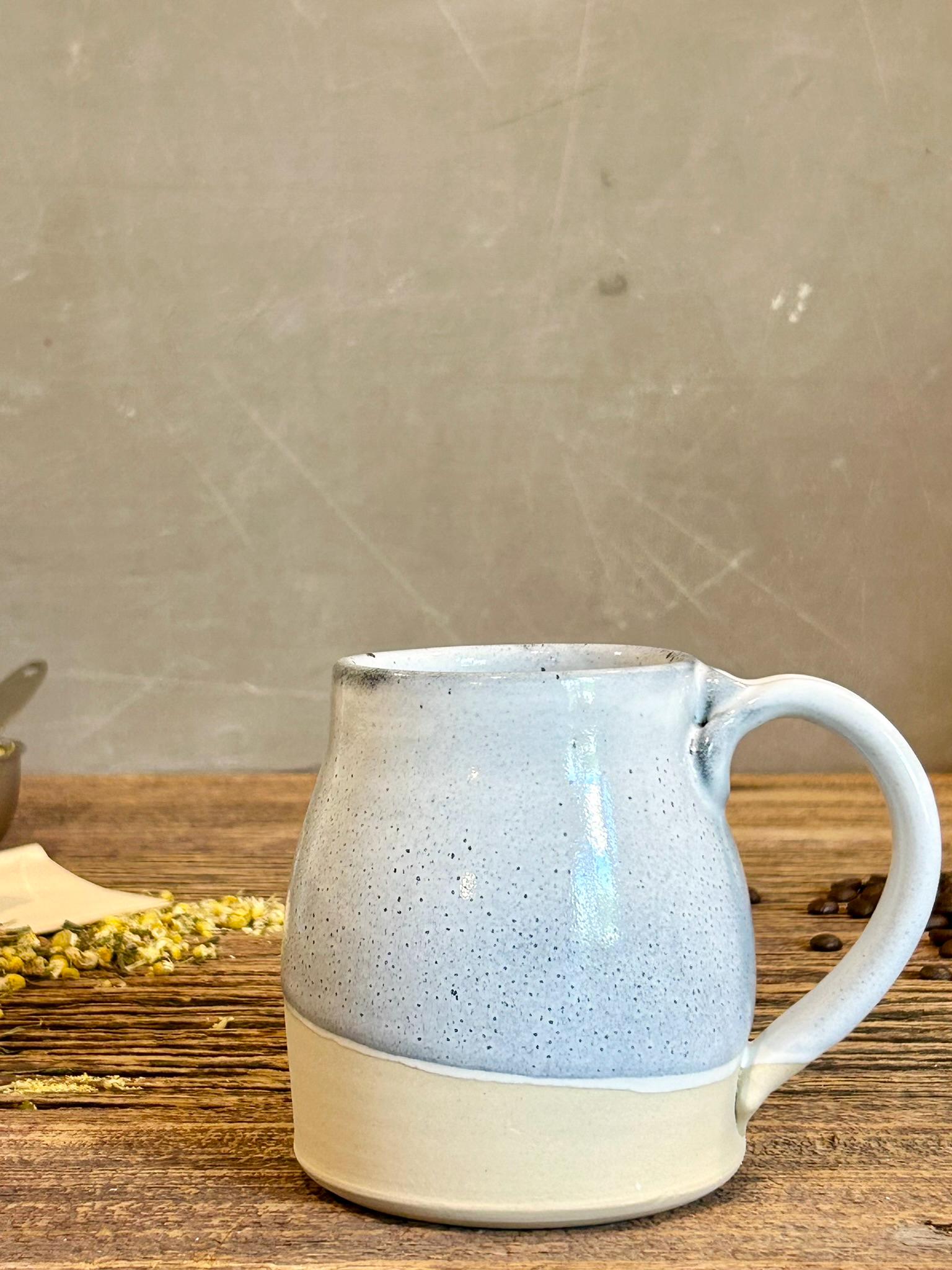 Handmade Ceramic Bell Mug with Multi-Use Lid Set | Linen Gray | Pottery Coffee Cup | Wheel Thrown