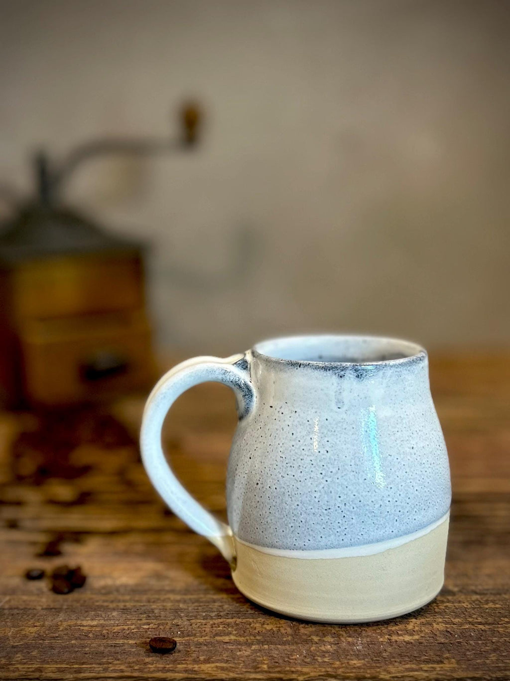 Handmade Ceramic Bell Mug with Multi-Use Lid Set | Linen Gray | Pottery Coffee Cup | Wheel Thrown