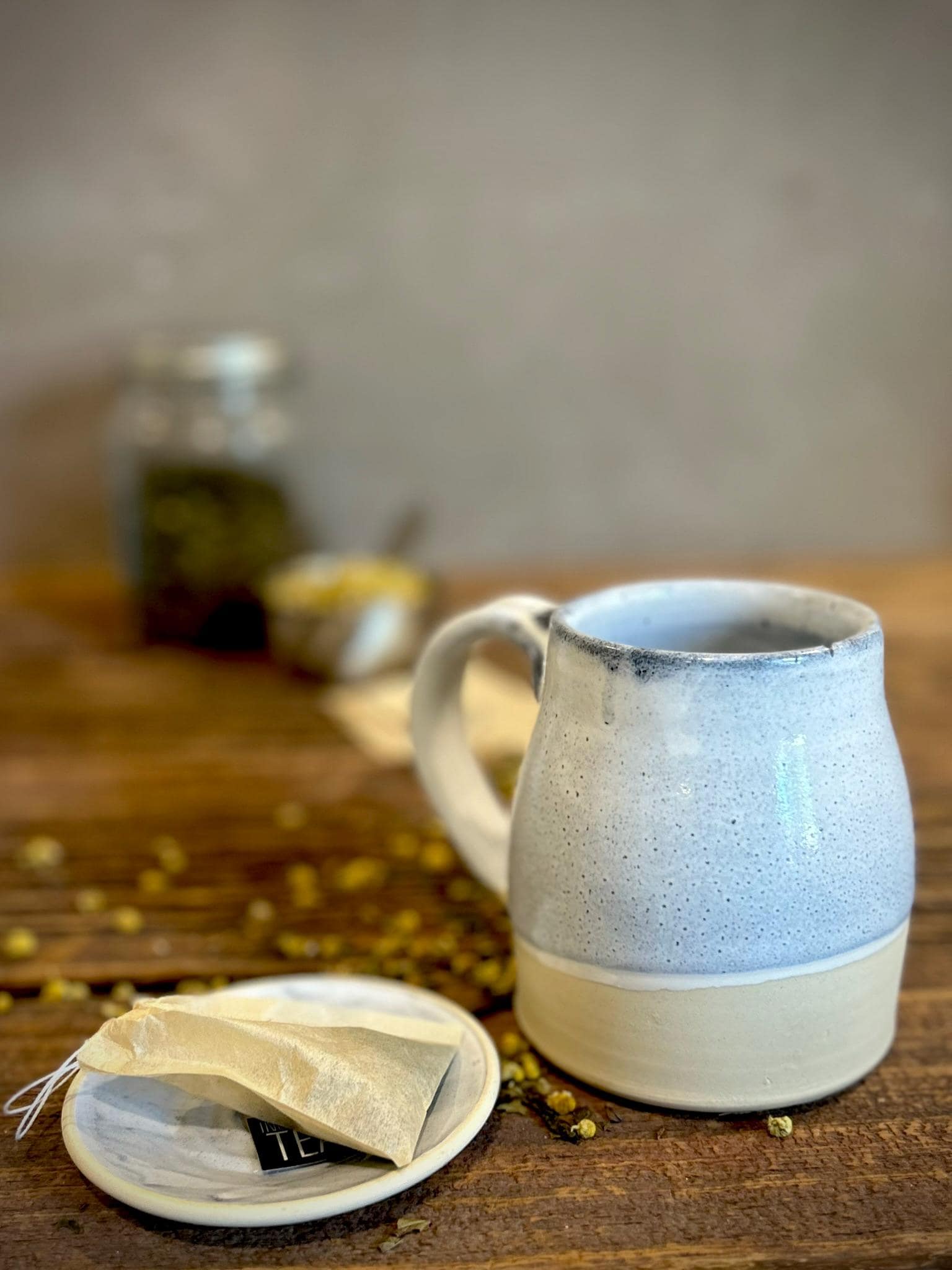 Handmade Ceramic Bell Mug with Multi-Use Lid Set | Linen Gray | Pottery Coffee Cup | Wheel Thrown