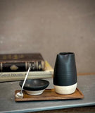 Handmade Ceramic Cream & Sugar SET | Blackstone Artisan Stoneware Creamer, Sugar Bowl, Spoon and Tray SET | Pottery Coffee Bar Set