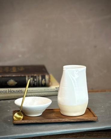 Handmade Ceramic Cream & Sugar SET | White Dove Artisan Stoneware Creamer, Sugar Bowl, Spoon and Tray SET | Pottery Coffee Bar Set