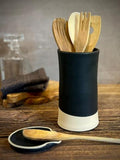 Handmade Ceramic Wine Chiller, Utensil Holder & Vase | Blackstone Artisan Stoneware Kitchen Crock | Champagne Chiller