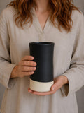 Handmade Ceramic Wine Chiller, Utensil Holder & Vase | Blackstone Artisan Stoneware Kitchen Crock | Champagne Chiller