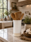Handmade Ceramic Wine Chiller, Utensil Holder & Vase | White Dove Artisan Stoneware Kitchen Crock | Champagne Chiller