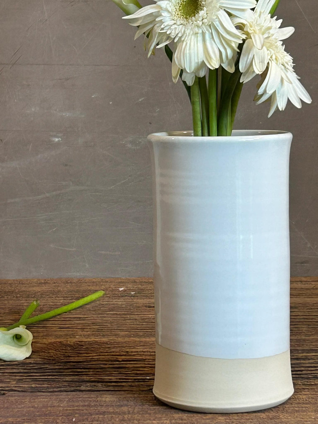 Handmade Ceramic Wine Chiller, Utensil Holder & Vase | White Dove Artisan Stoneware Kitchen Crock | Champagne Chiller