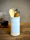 Handmade Ceramic Wine Chiller, Utensil Holder & Vase | White Dove Artisan Stoneware Kitchen Crock | Champagne Chiller