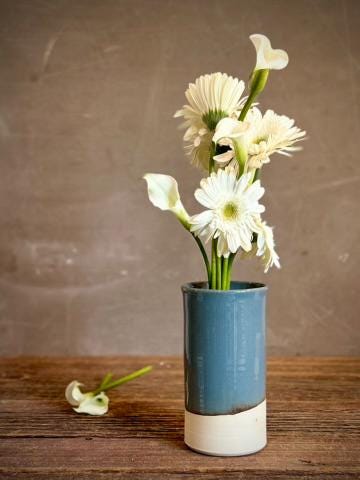 Handmade Ceramic Wine Chiller, Utensil Holder & Vase | Riverdrift Artisan Stoneware Kitchen Crock | Champagne Chiller