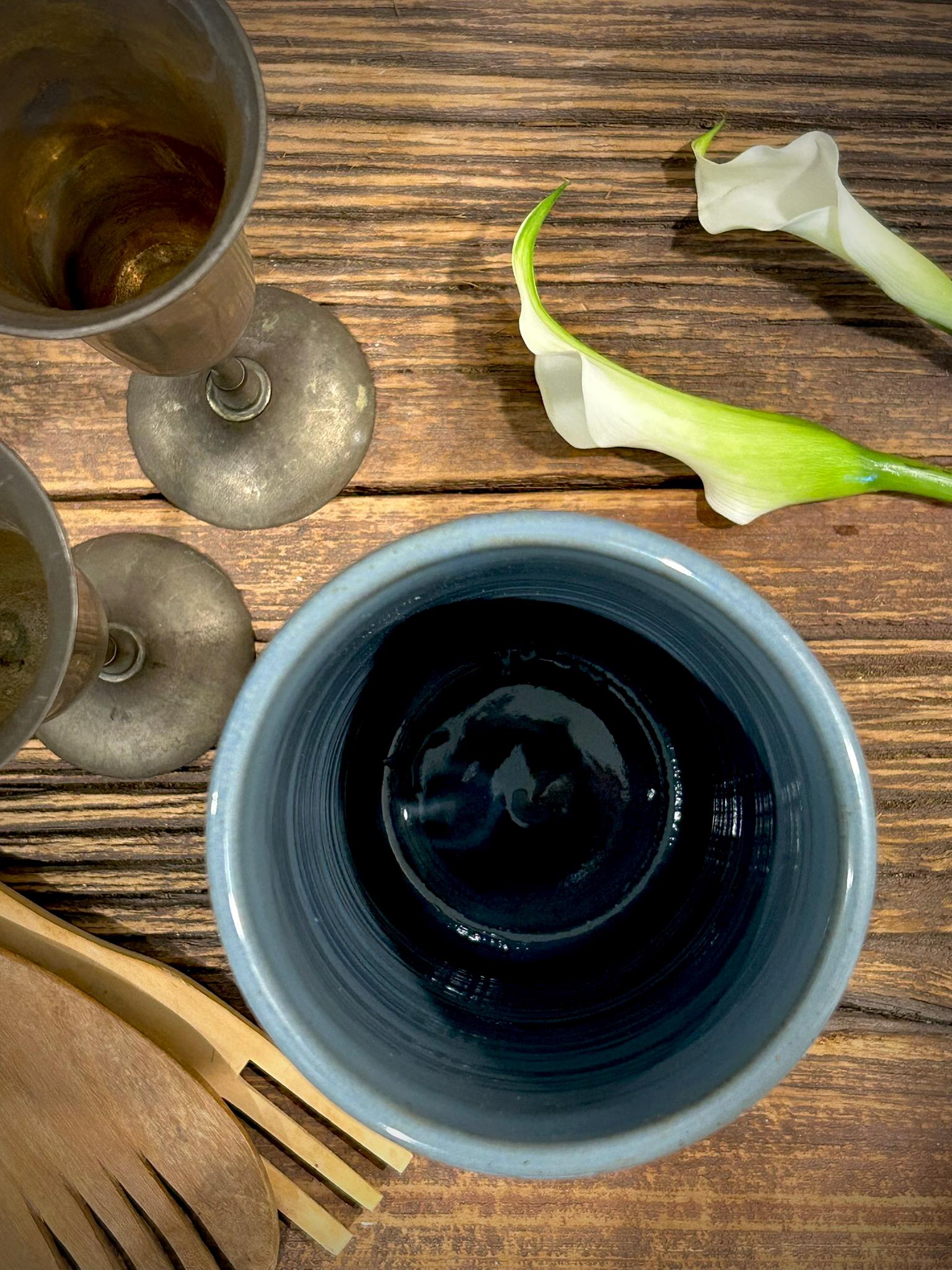 Handmade Ceramic Wine Chiller, Utensil Holder & Vase | Riverdrift Artisan Stoneware Kitchen Crock | Champagne Chiller