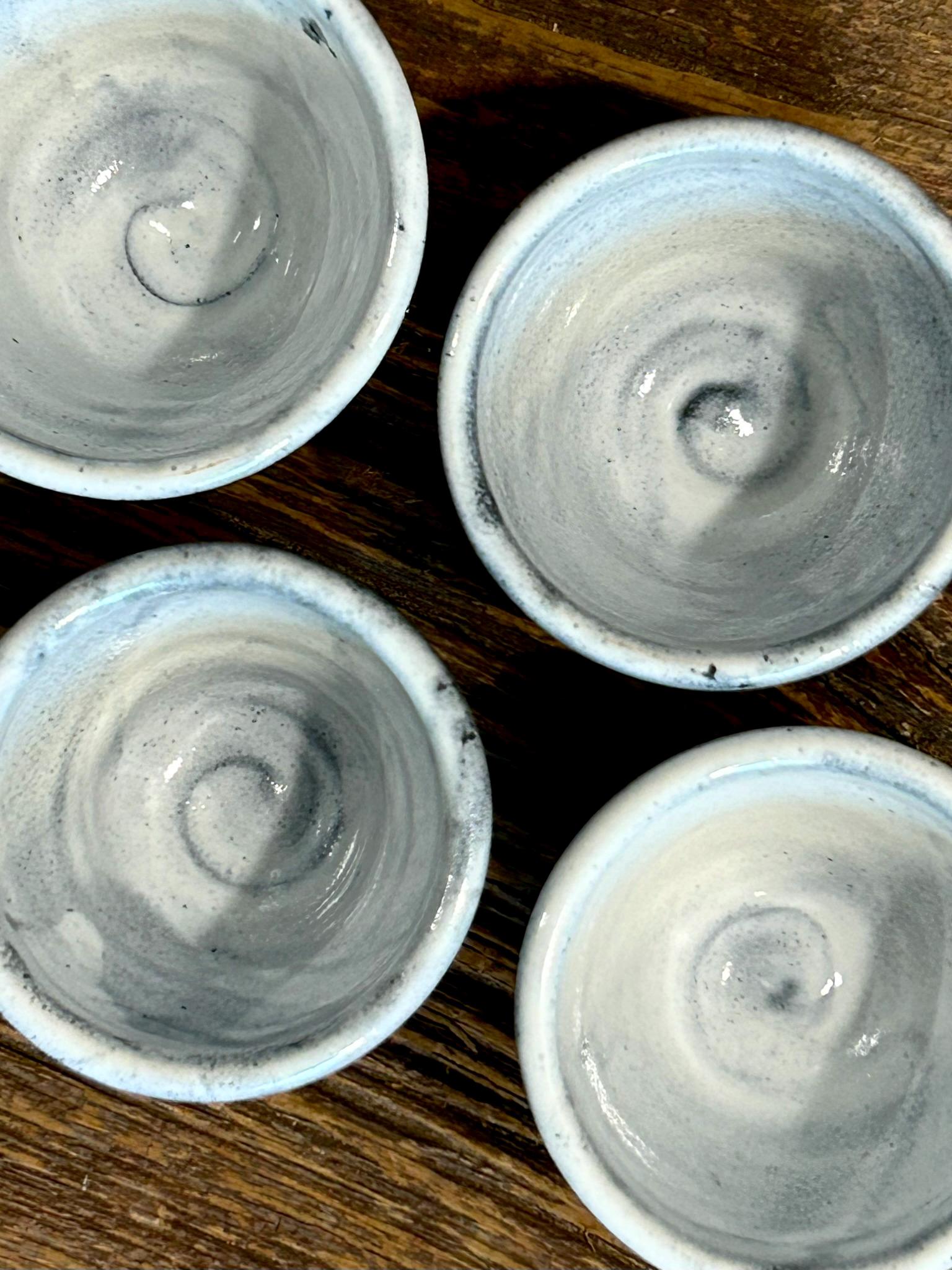 Handmade Ceramic Dip Bowls | Linen Gray Stoneware Appetizer & Condiment Bowls | Hummus, Salsa, Olive Bowls | Available in Sets of 4, 6 or 8