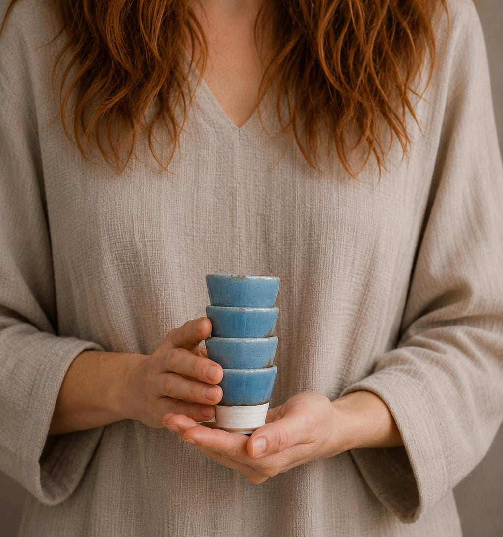Handmade Ceramic Dip Bowls | Riverdrift Stoneware Appetizer & Condiment Bowls | Hummus, Salsa, Olive Bowls | Available in Sets of 4, 6 or 8
