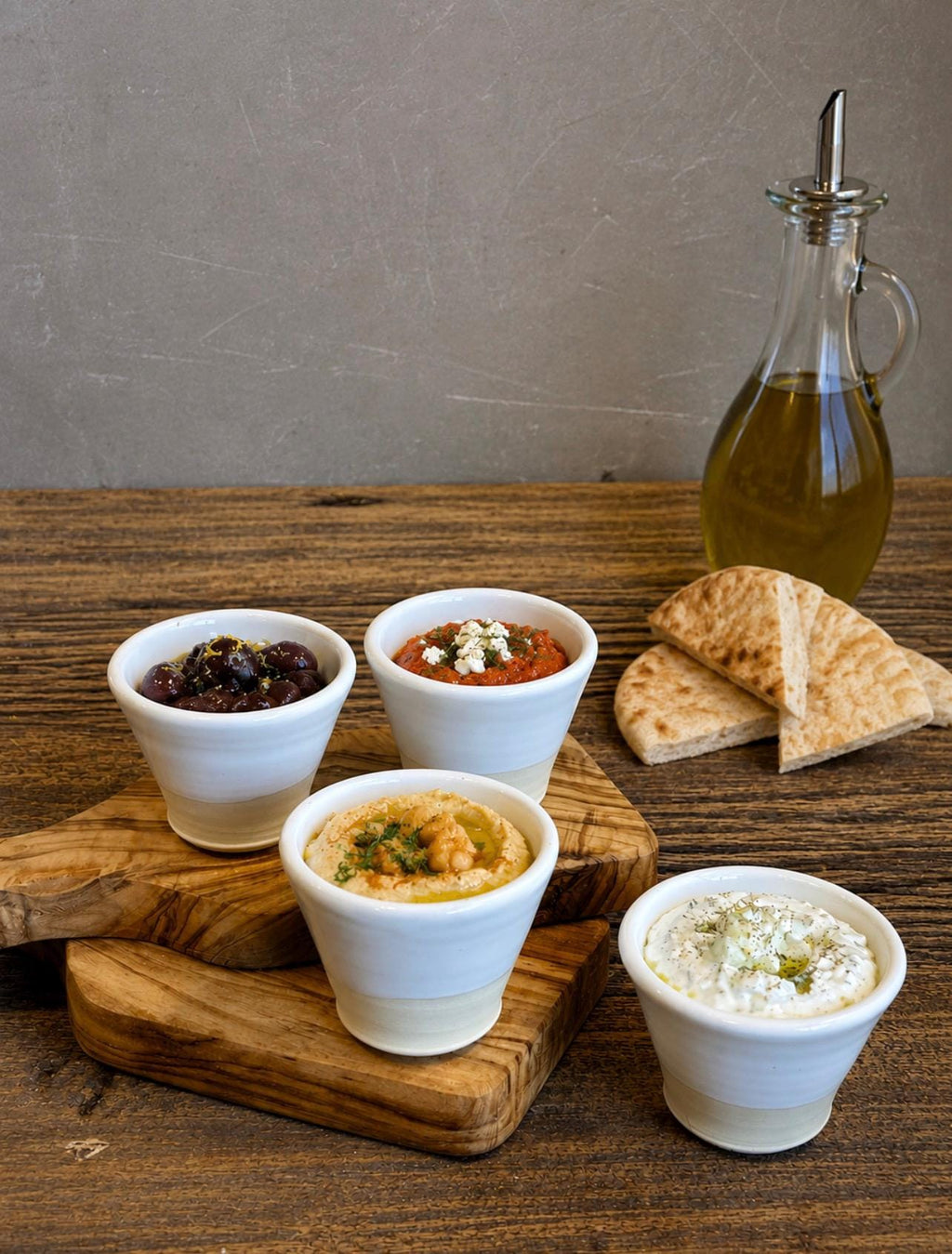 Handmade Ceramic Dip Bowls | White Dove Stoneware Appetizer & Condiment Bowls | Hummus, Salsa, Olive Bowls | Available in Sets of 4, 6 or 8