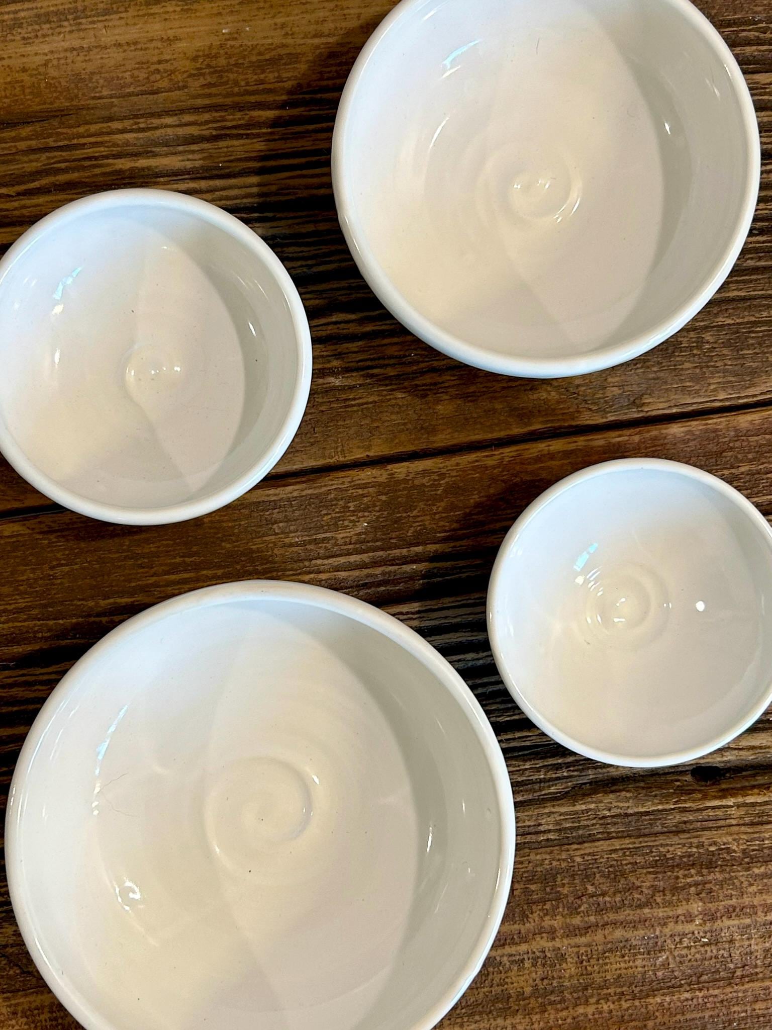 Handmade Ceramic Serving Bowl | White Dove Artisan Stoneware Bowl | Pasta, Soup, Salad, Ramen & Snack Bowl | Choose Your Size