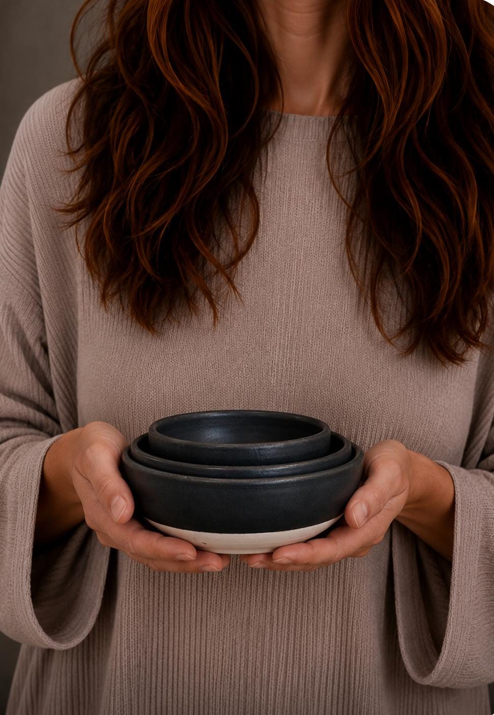 Handmade Ceramic Serving Bowl | Blackstone Artisan Stoneware Bowl | Pasta, Soup, Salad, Ramen & Snack Bowl | Choose Your Size