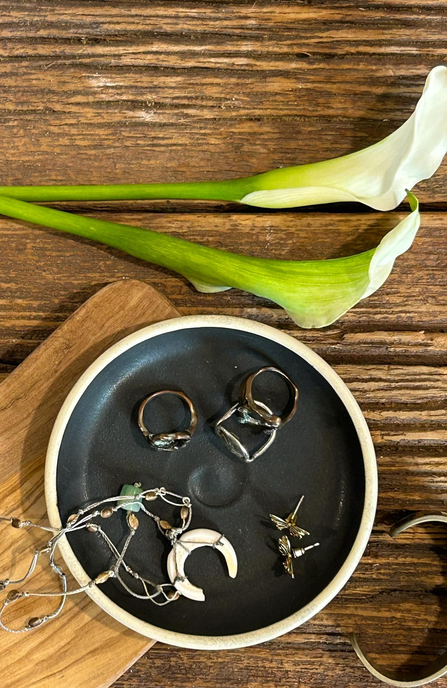 Handmade Ceramic Trinket Dish | Blackstone Stoneware Soap Dish | Jewelry Holder | Olive Oil Bread Dipping Plate | Small Catchall Dish