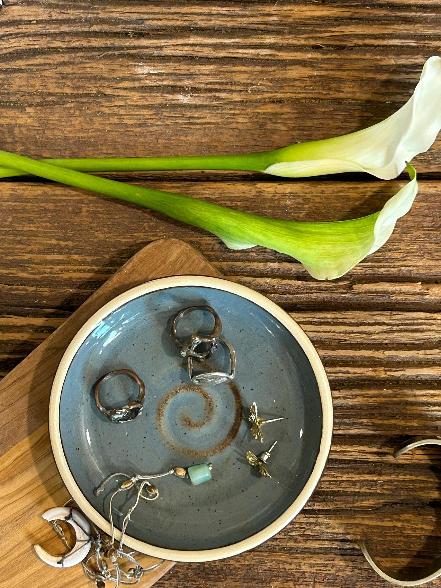 Handmade Ceramic Trinket Dish | Riverdrift Stoneware Soap Dish | Jewelry Holder | Olive Oil Bread Dipping Plate | Small Catchall Dish