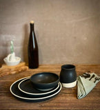 Handmade Ceramic Dinnerware Set | Blackstone Artisan Stoneware Dinner Set | Plate, Salad Plate, Bowl & Tumbler