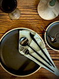 Handmade Ceramic Dinnerware Set | Blackstone Artisan Stoneware Dinner Set | Plate, Salad Plate, Bowl & Tumbler