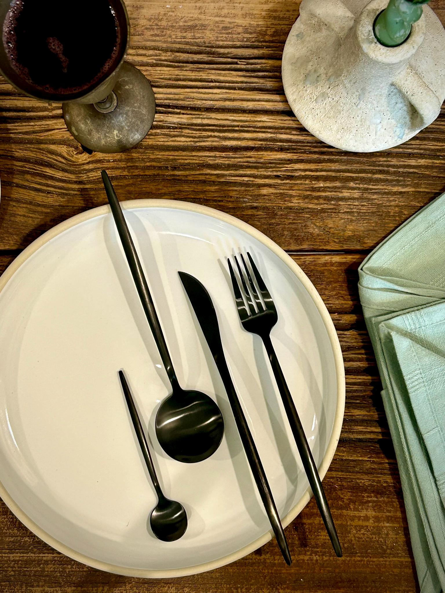 Handmade Ceramic Dinnerware Set | White Dove Artisan Stoneware Dinner Set | Plate, Salad Plate, Bowl & Tumbler