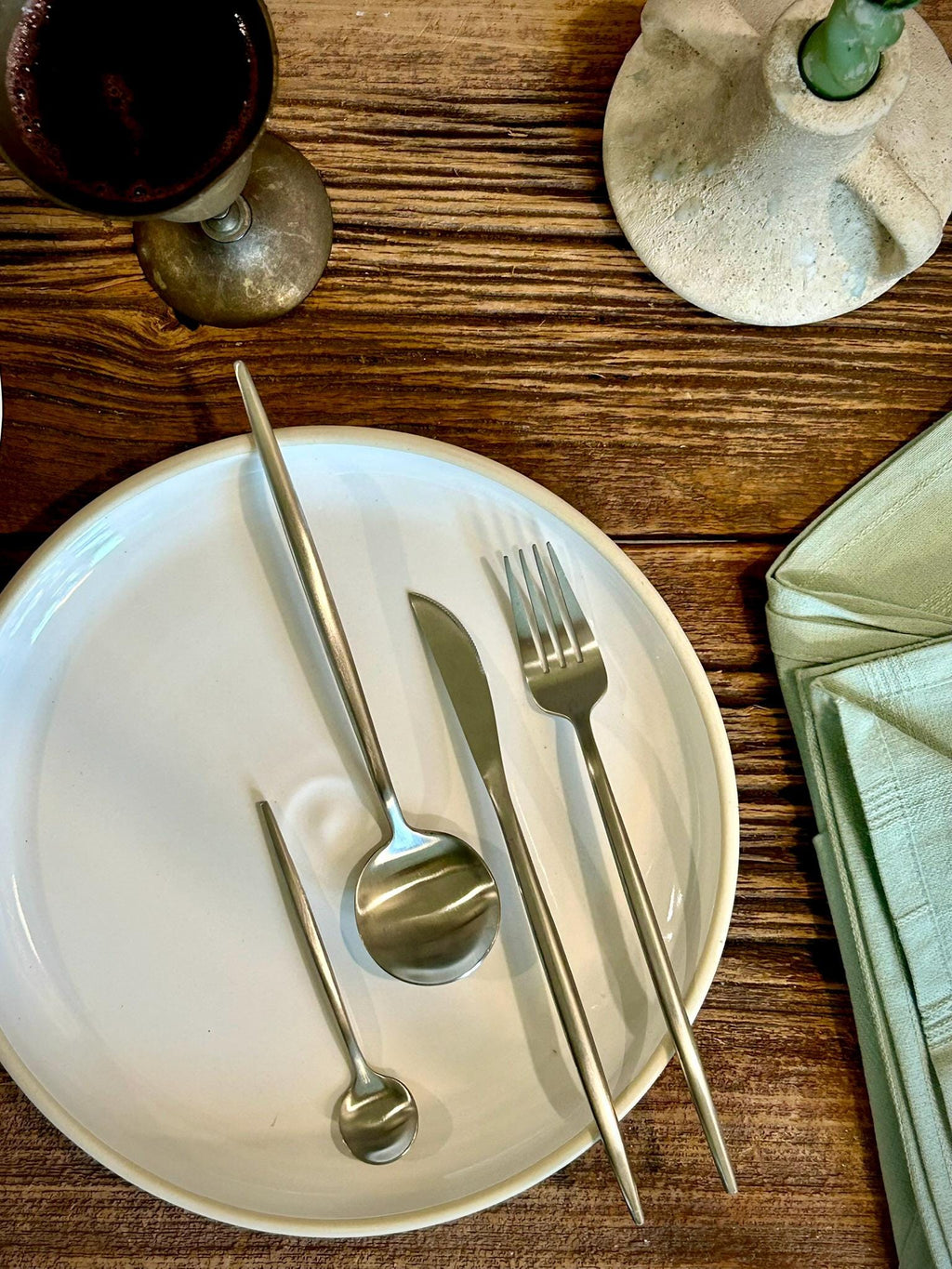 Handmade Ceramic Dinnerware Set | White Dove Artisan Stoneware Dinner Set | Plate, Salad Plate, Bowl & Tumbler