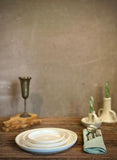 Handmade Ceramic Dinnerware Set | White Dove Artisan Stoneware Dinner Set | Plate, Salad Plate, Bowl & Tumbler