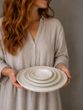 Handmade Ceramic Dinnerware Set | White Dove Artisan Stoneware Dinner Set | Plate, Salad Plate, Bowl & Tumbler