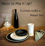 Handmade Ceramic Dinnerware Set | White Dove Artisan Stoneware Dinner Set | Plate, Salad Plate, Bowl & Tumbler