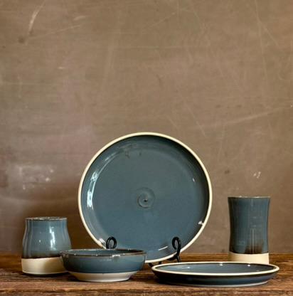 Handmade Ceramic Dinnerware Set | Riverdrift Artisan Stoneware Dinner Set | Plate, Salad Plate, Bowl & Tumbler