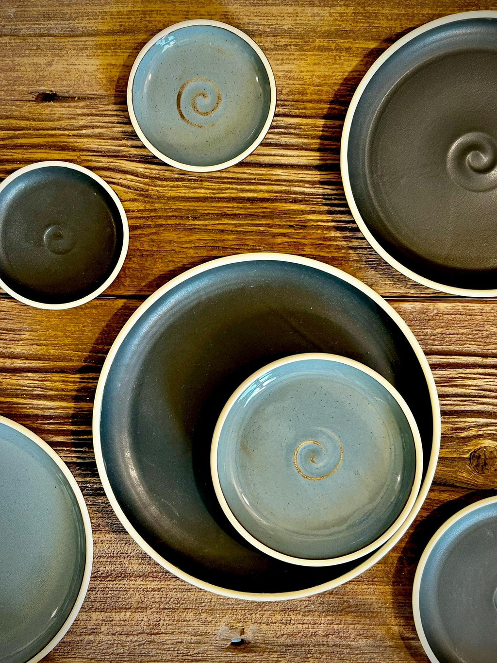 Handmade Ceramic Dinnerware Set | Riverdrift Artisan Stoneware Dinner Set | Plate, Salad Plate, Bowl & Tumbler