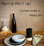 Handmade Ceramic Dinnerware Set | Linen Gray Artisan Stoneware Dinner Set | Plate, Salad Plate, Bowl & Tumbler