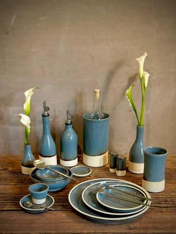 Handmade Ceramic Dinnerware Set | Riverdrift Artisan Stoneware Dinner Set | Plate, Salad Plate, Bowl & Tumbler