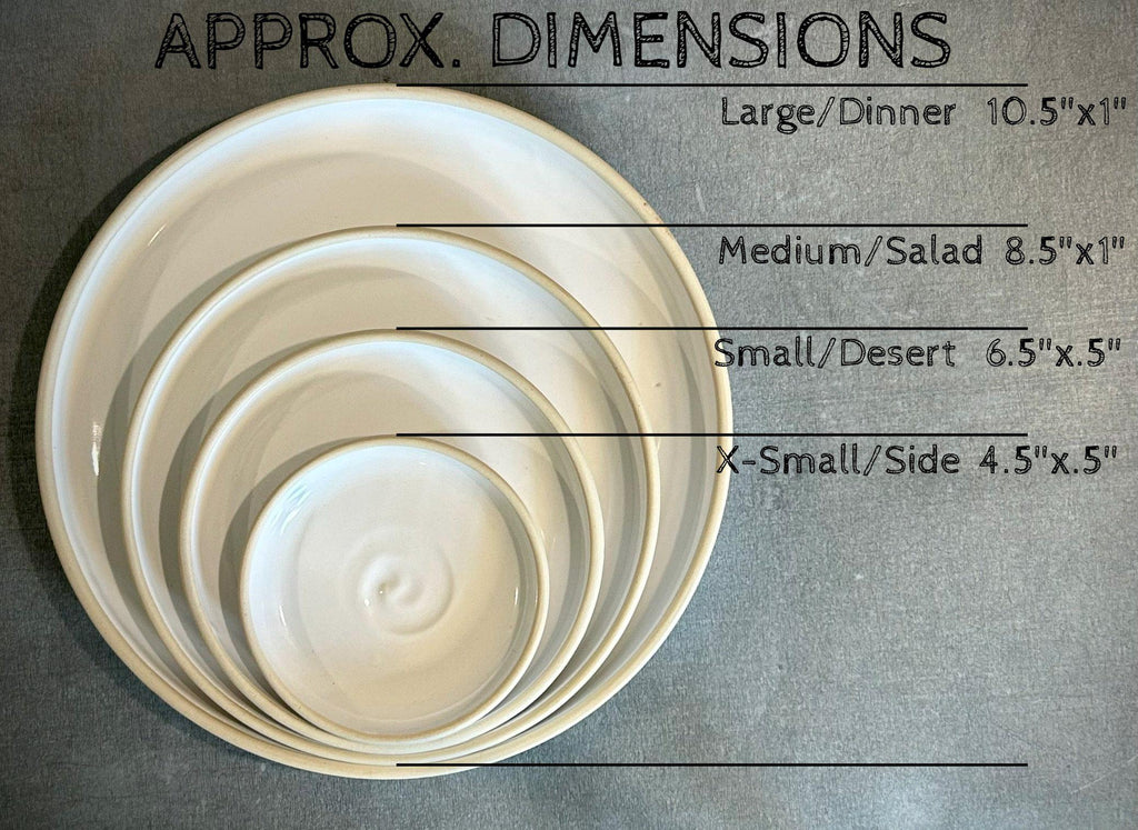Handmade Ceramic Dinner Plates | White Dove Artisan Stoneware Dinnerware | Pottery Appetizer, Salad, Lunch & Dinner Plate | Choose Your Size