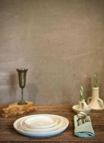 Handmade Ceramic Dinner Plates | White Dove Artisan Stoneware Dinnerware | Pottery Appetizer, Salad, Lunch & Dinner Plate | Choose Your Size