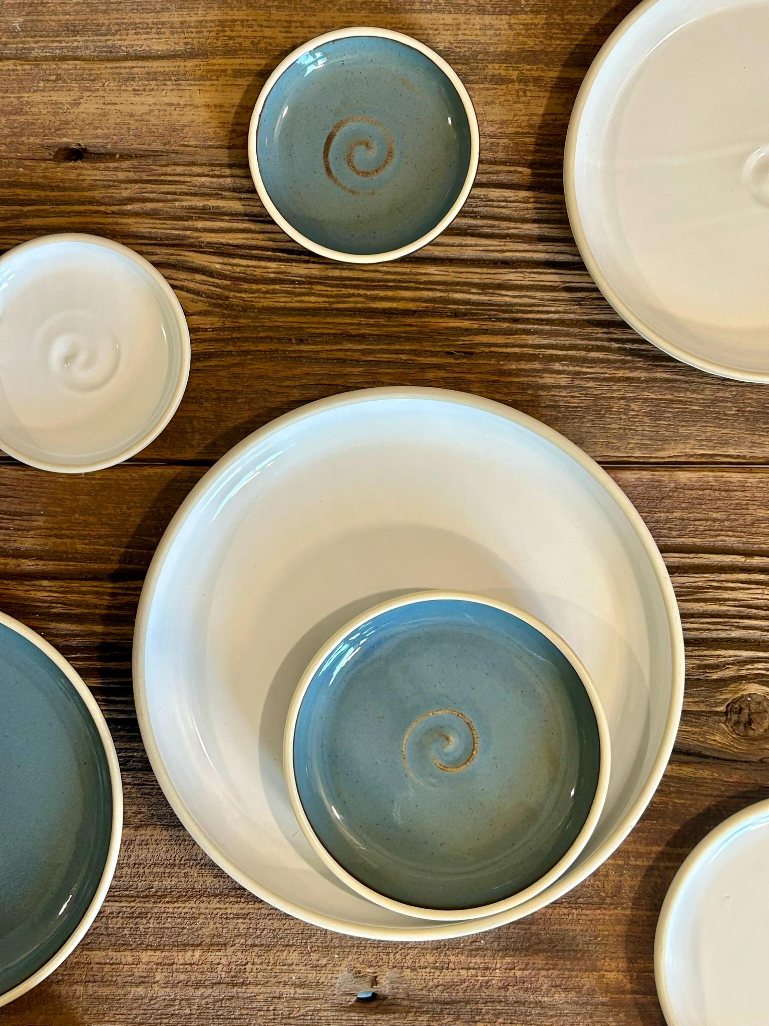 Handmade Ceramic Dinner Plates | White Dove Artisan Stoneware Dinnerware | Pottery Appetizer, Salad, Lunch & Dinner Plate | Choose Your Size