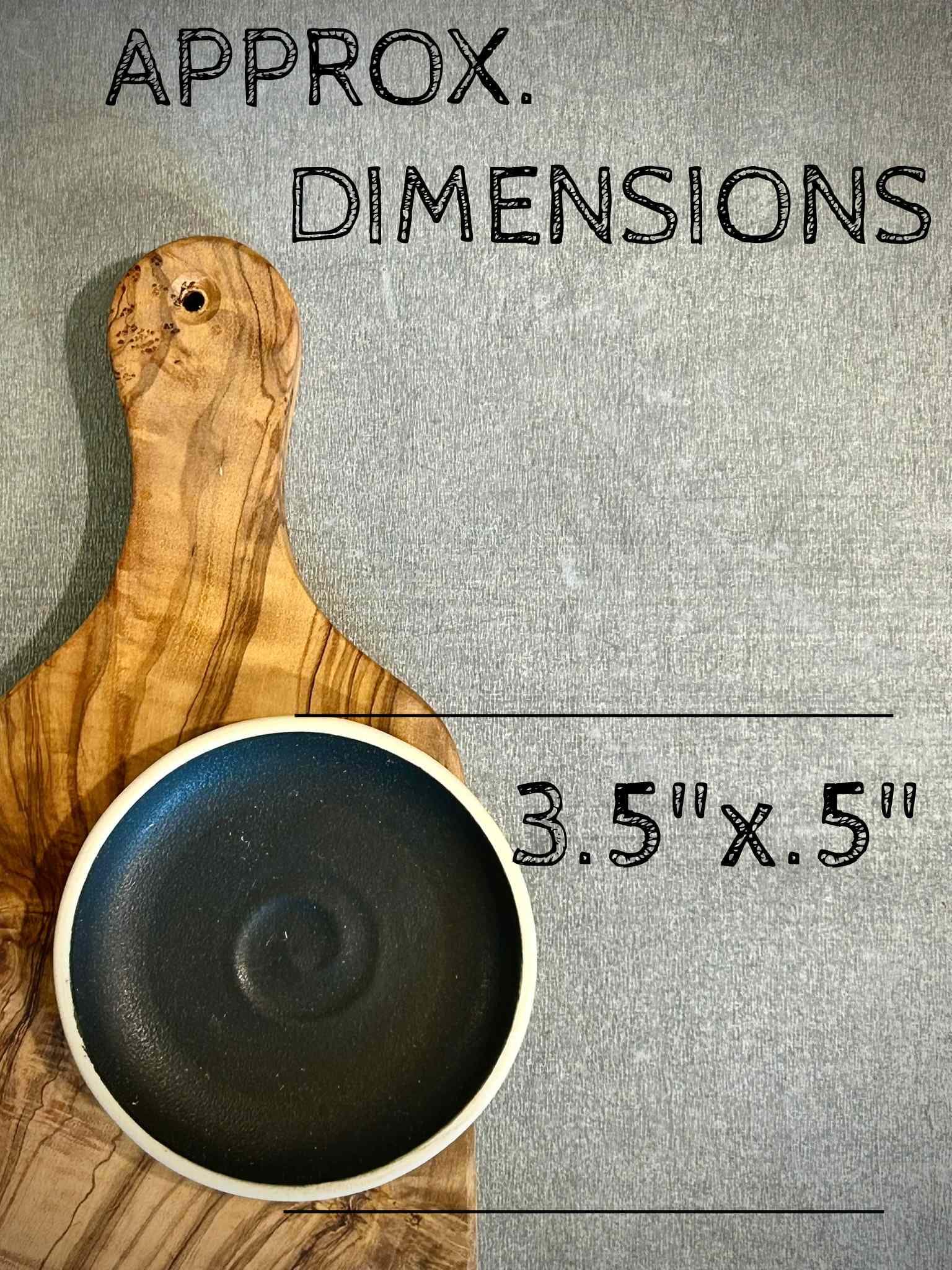 Handmade Ceramic Prep Plate Set | Blackstone Stoneware Artisan Condiment Plates | Olive Oil Dipping Plates | Available in Sets of 4, 6 or 8